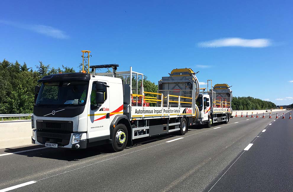 Colas Auto IPV vehicles and cones on the road