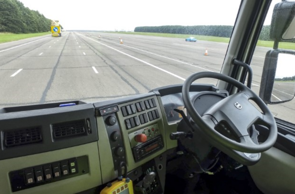 Colas Ltd Autonomous Impact Protection Vehicle on a road