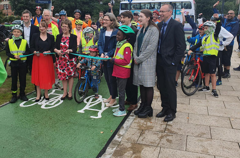 Official opening of Leeds’s new £7.9m city centre cycle superhighway – constructed by Colas