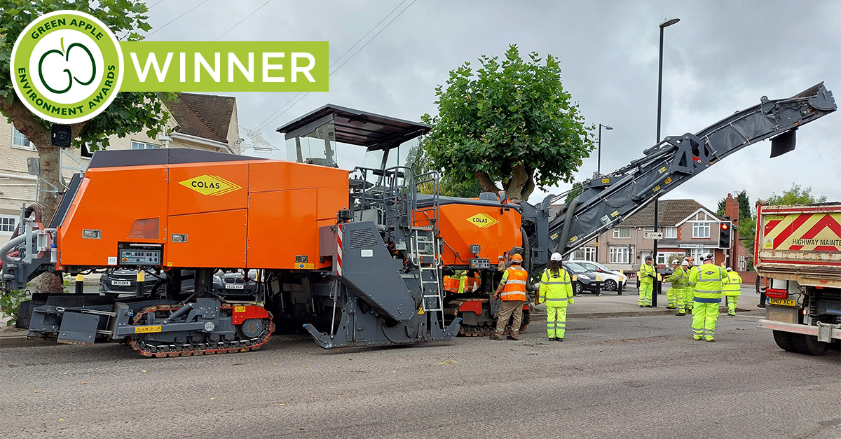 SUSTAINABLE ROAD RECYCLING TECHNIQUE AWARDED GREEN APPLE AWARD