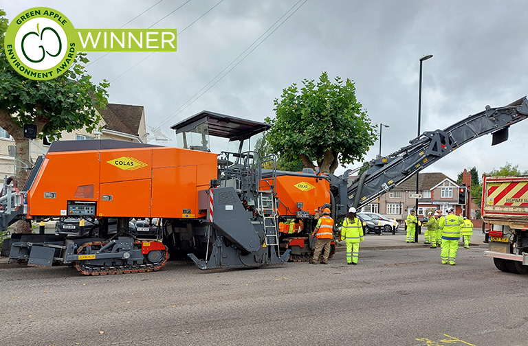 SUSTAINABLE ROAD RECYCLING TECHNIQUE AWARDED GREEN APPLE AWARD
